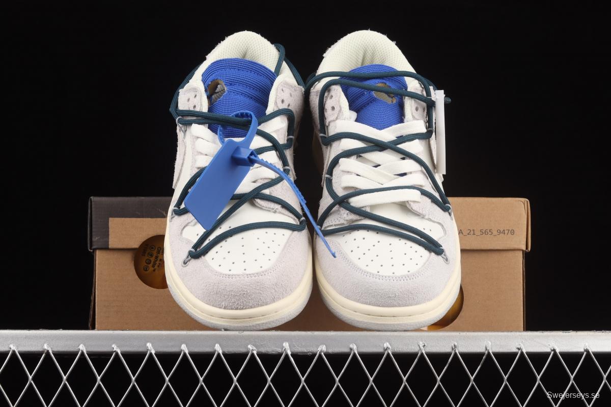 OFF-White x NIKE DUNK Low 12 of 50 OW suede SB buckle rebound fashion casual board shoes DJ0950-111,