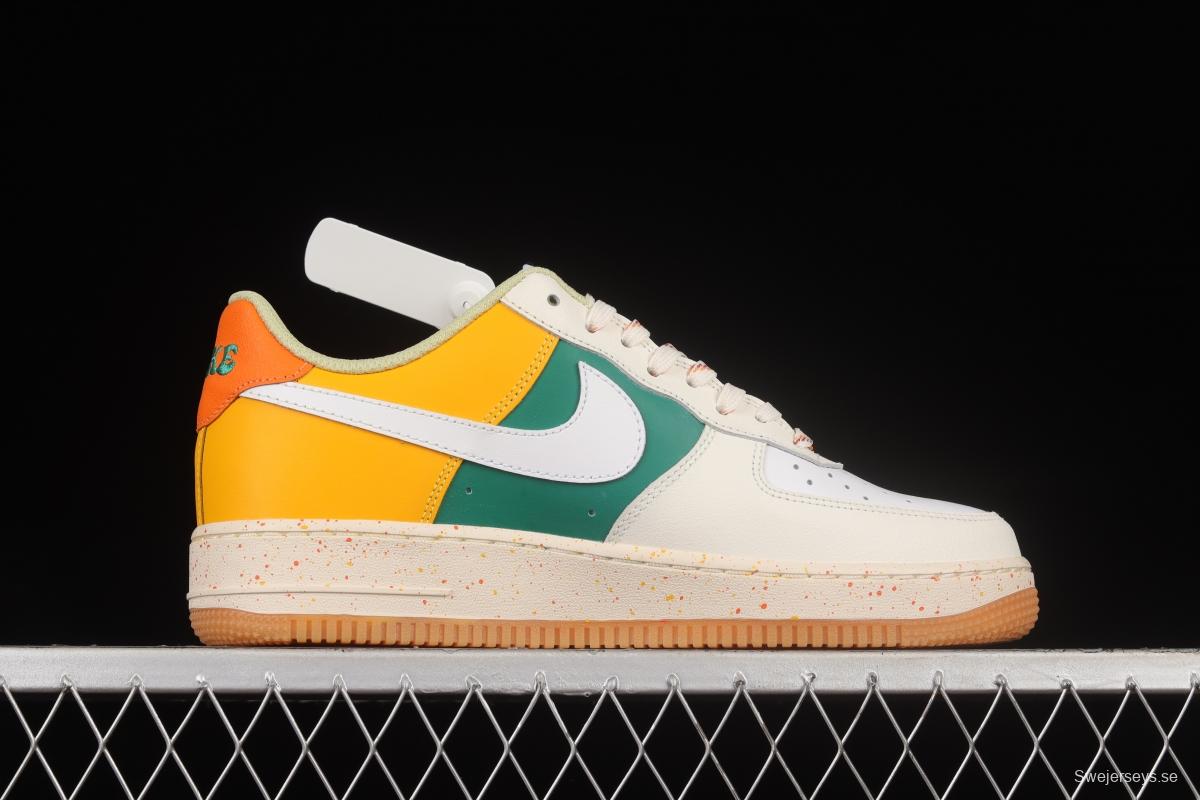 NIKE Air Force 1'07 Lx white, yellow and green color matching low-top sneakers DQ5085-111