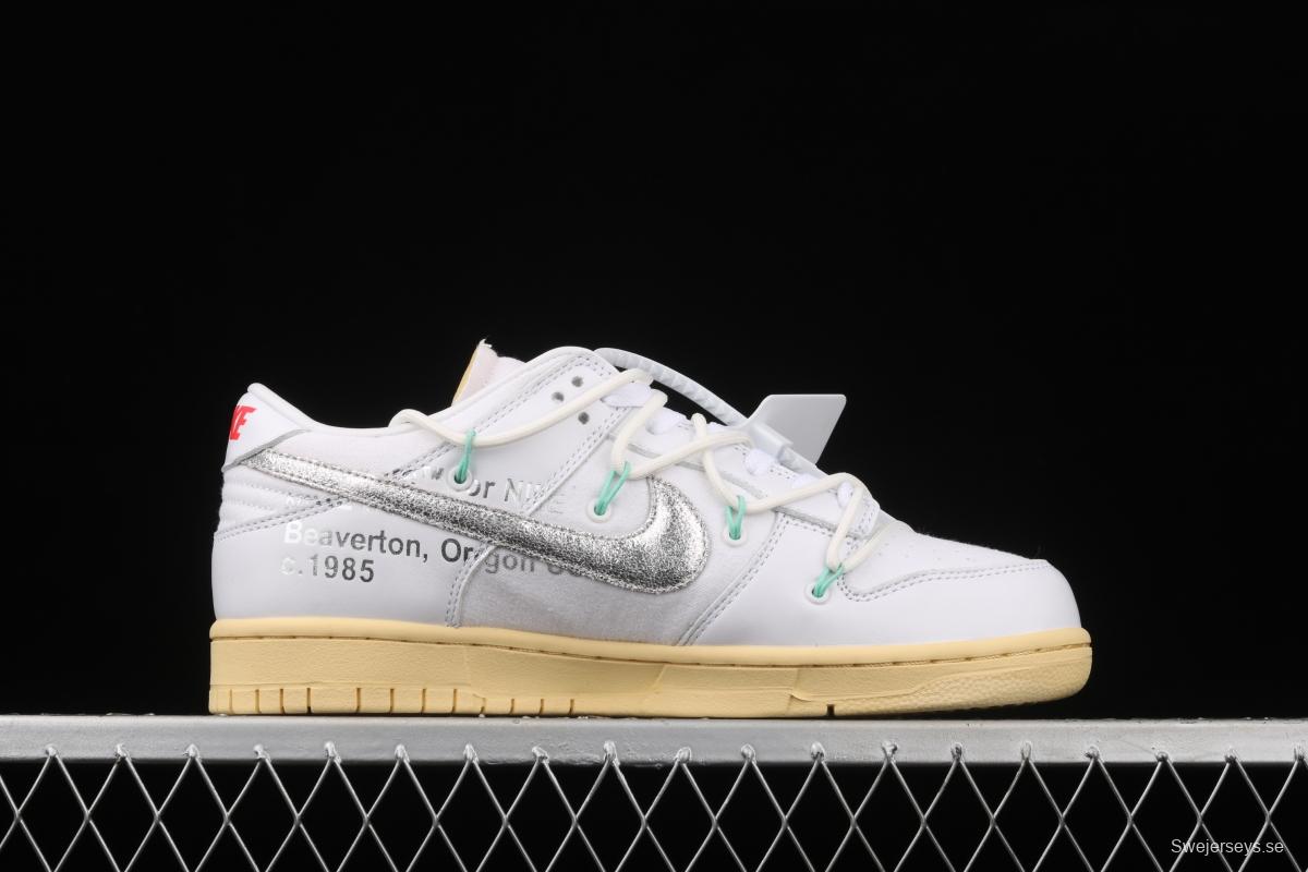 OFF-White x NIKE DUNK Low 04 of 50 OW white gray leisure sports skateboard shoes DM1602-127,