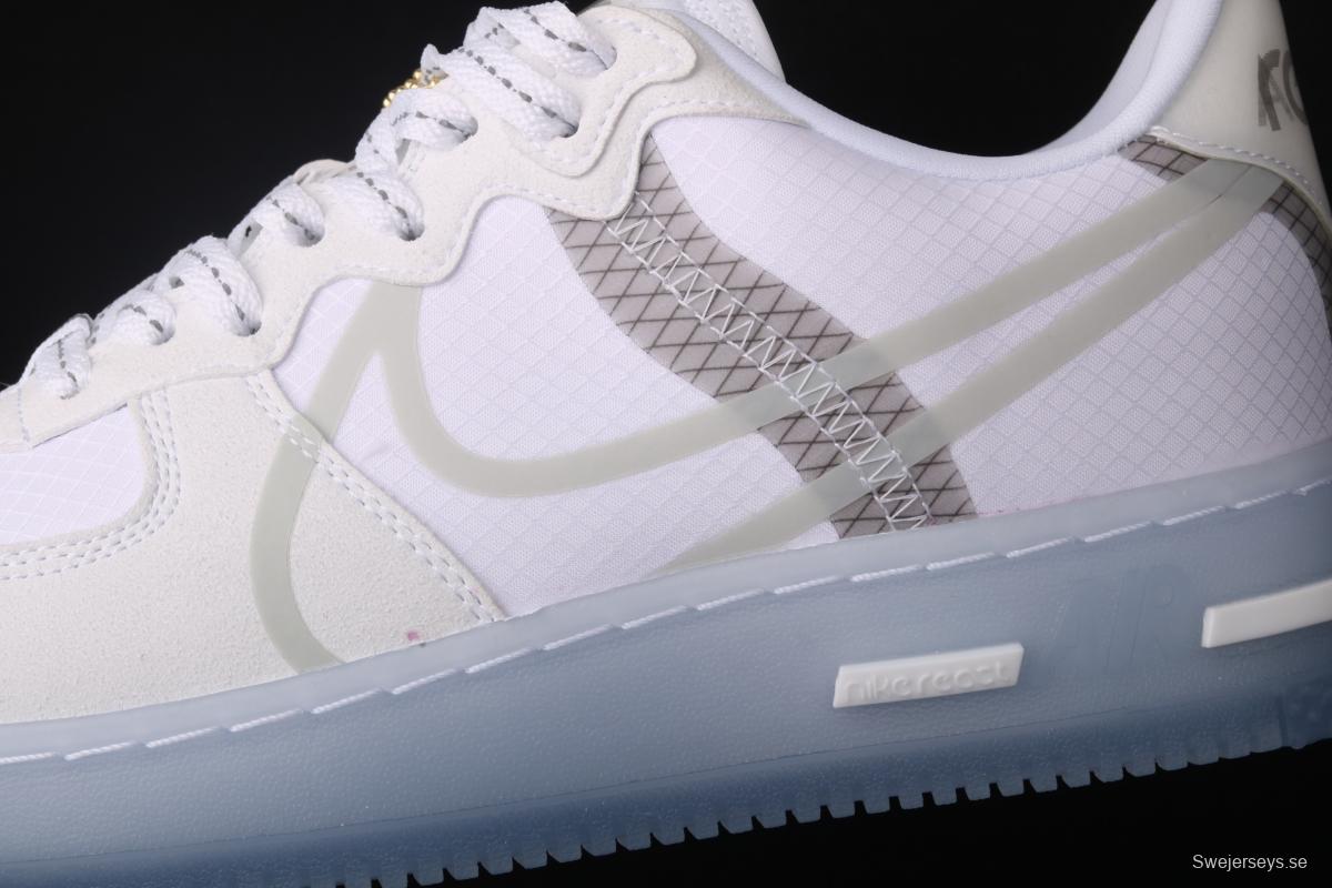 NIKE Air Force 1 React QS Light Bone Analysis of Ice Blue low Upper Board shoes CQ8879-100