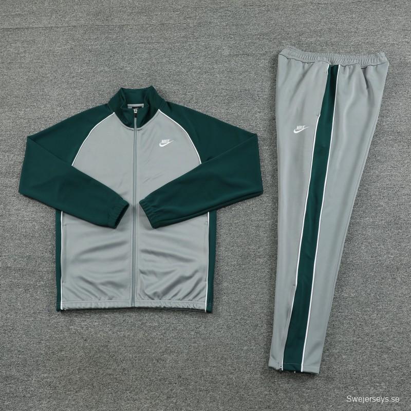 2023 NIKE Grey/Dark Green Hoodie Full Zipper Jacket +Pants