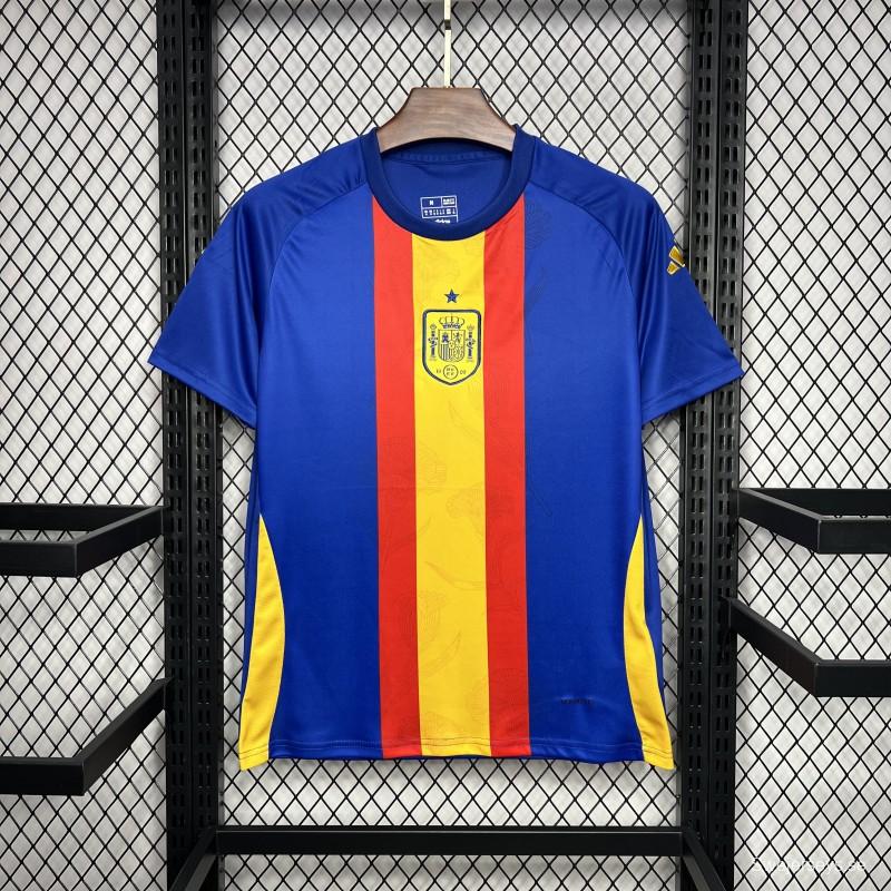 2024 Spain Euro Blue/Red/Yellow Pre-match Training Jersey